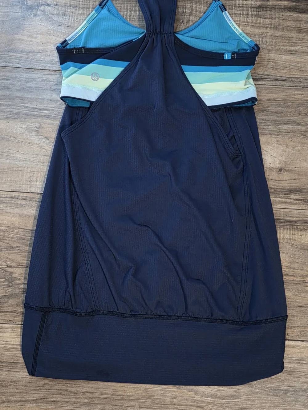lululemon athletica Navy Tank with Teal Accent Straps